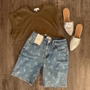Bohme Alexsis floral denim shorts